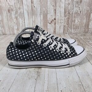 Converse Chuck Taylor All Star Black Silver Polka Dot Low Top Sneakers 159475F 9